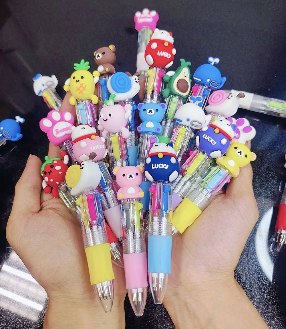 20Pcs/Lot Cute Cartoon 4 Color Mini Ballpoint Pen Kawaii Unicorn Flamingo Retractable Pen Stationery Gift School Office Supplies