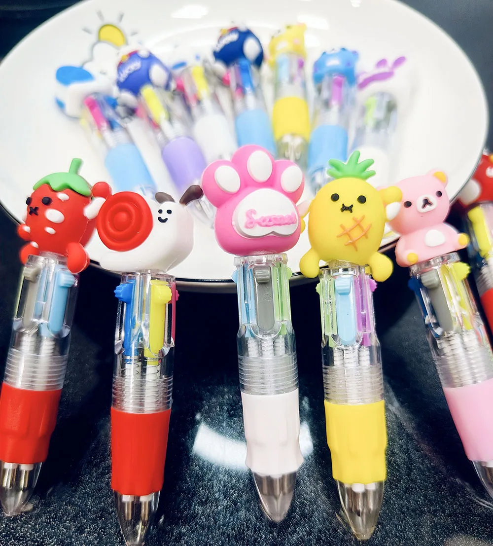 20Pcs/Lot Cute Cartoon 4 Color Mini Ballpoint Pen Kawaii Unicorn Flamingo Retractable Pen Stationery Gift School Office Supplies