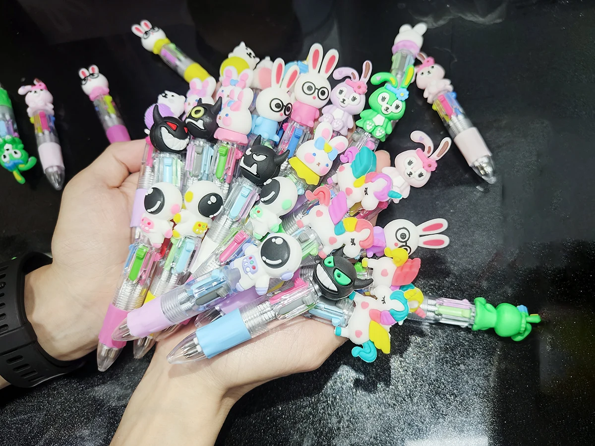 20Pcs/Lot Cute Cartoon 4 Color Mini Ballpoint Pen Kawaii Unicorn Flamingo Retractable Pen Stationery Gift School Office Supplies