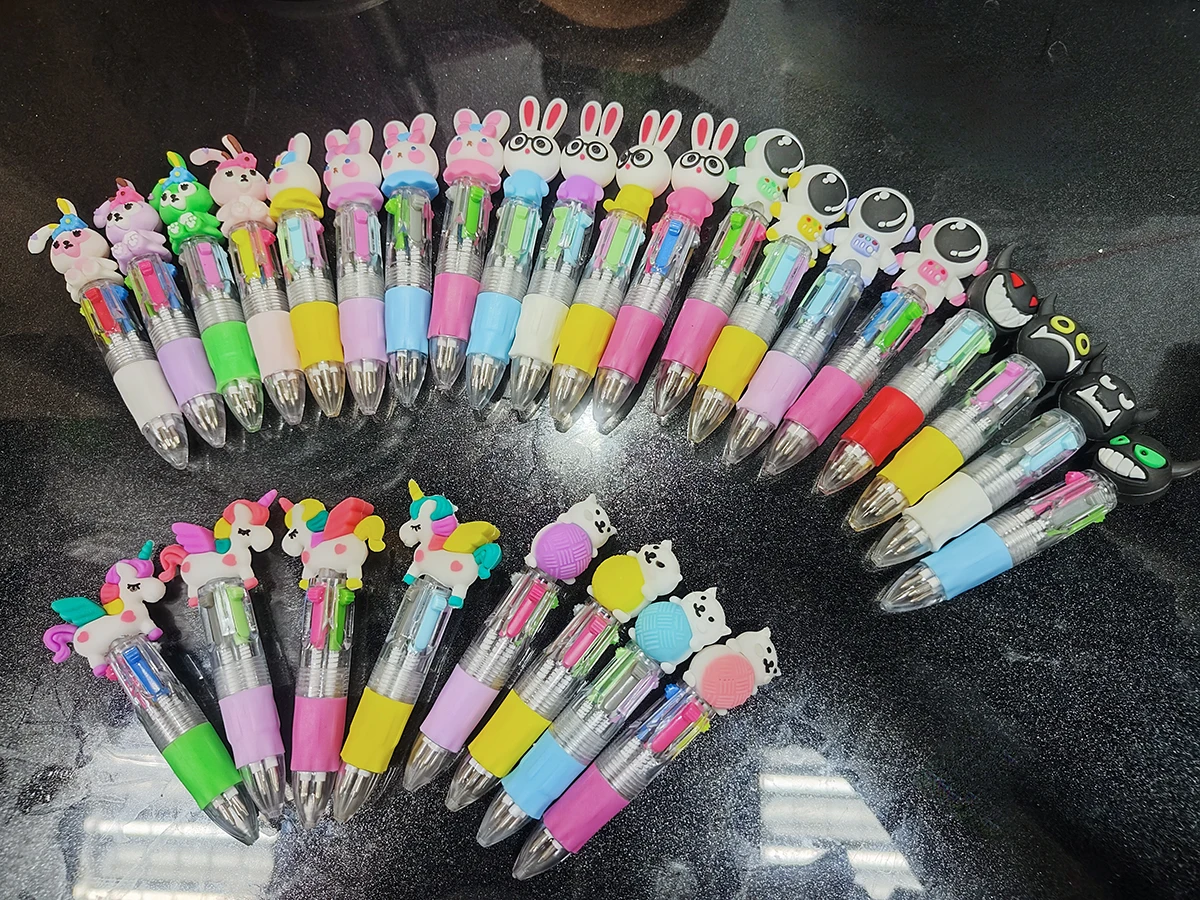 20Pcs/Lot Cute Cartoon 4 Color Mini Ballpoint Pen Kawaii Unicorn Flamingo Retractable Pen Stationery Gift School Office Supplies