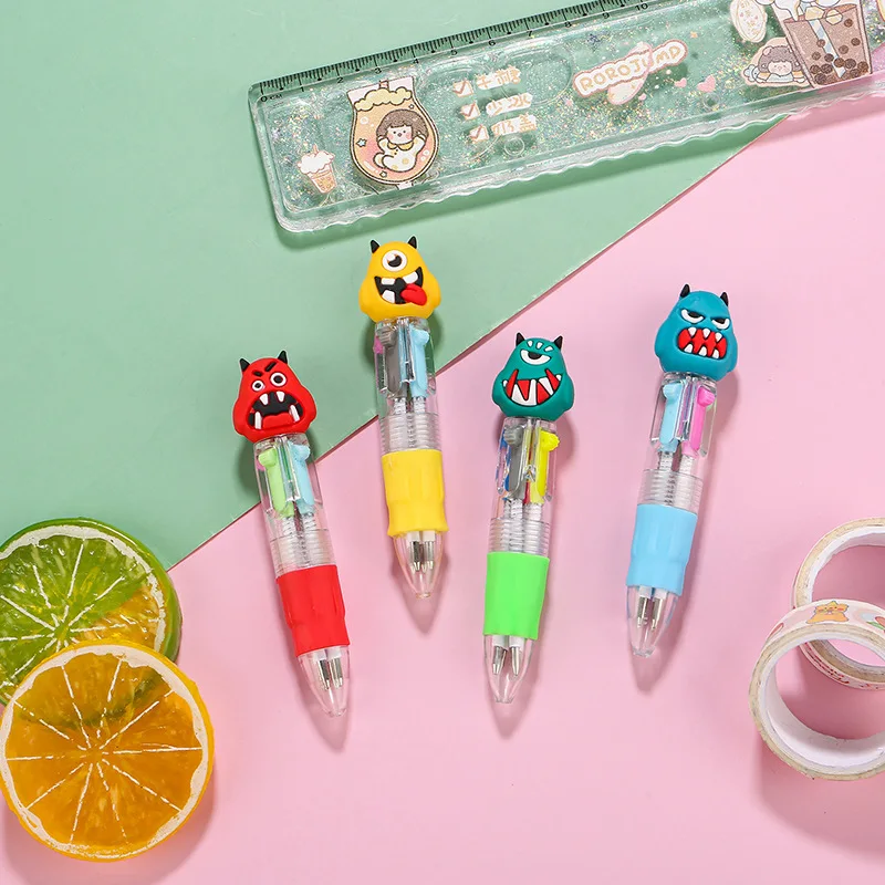 20Pcs/Lot Cute Cartoon 4 Color Mini Ballpoint Pen Kawaii Unicorn Flamingo Retractable Pen Stationery Gift School Office Supplies