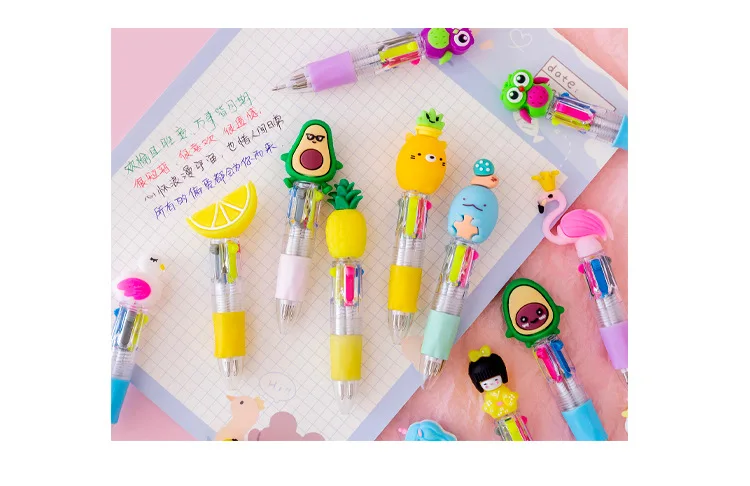 20Pcs/Lot Cute Cartoon 4 Color Mini Ballpoint Pen Kawaii Unicorn Flamingo Retractable Pen Stationery Gift School Office Supplies