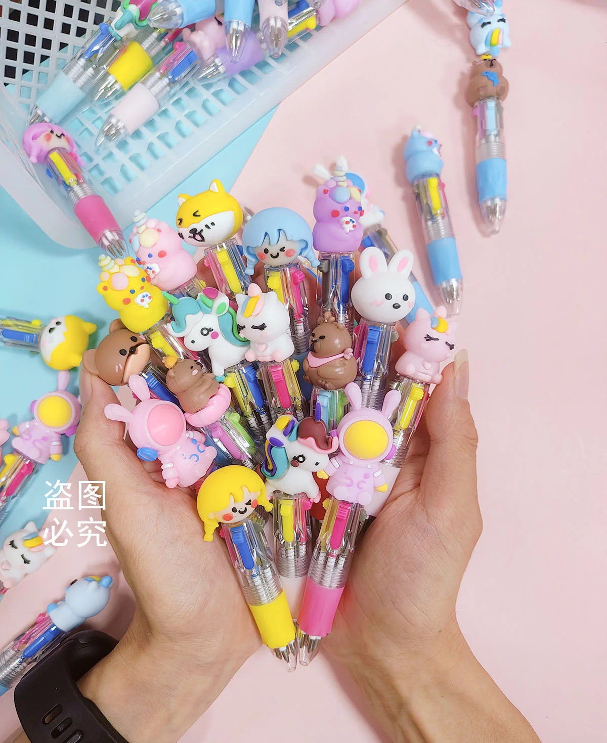 20Pcs/Lot Cute Cartoon 4 Color Mini Ballpoint Pen Kawaii Unicorn Flamingo Retractable Pen Stationery Gift School Office Supplies