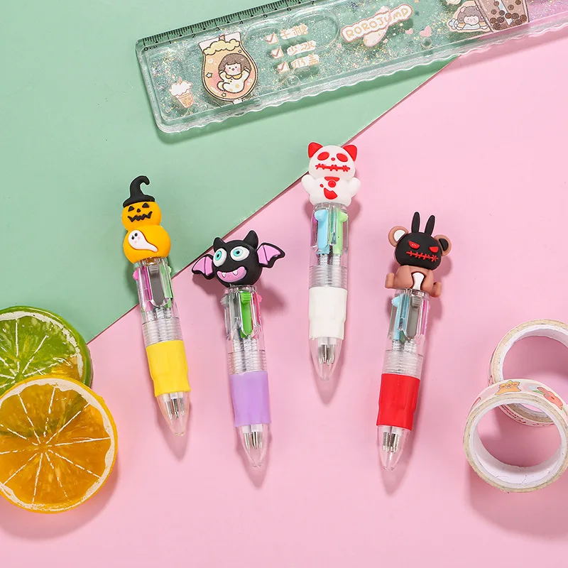 20Pcs/Lot Cute Cartoon 4 Color Mini Ballpoint Pen Kawaii Unicorn Flamingo Retractable Pen Stationery Gift School Office Supplies