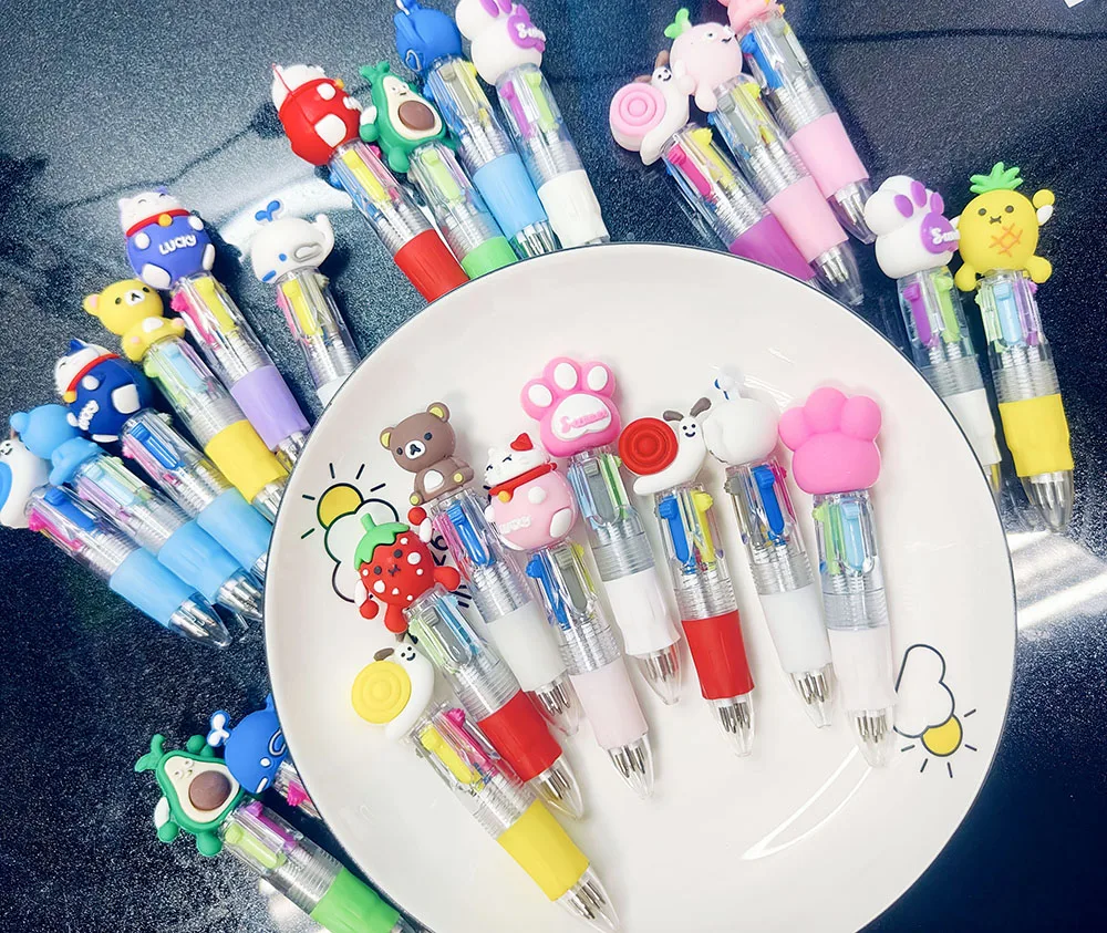 20Pcs/Lot Cute Cartoon 4 Color Mini Ballpoint Pen Kawaii Unicorn Flamingo Retractable Pen Stationery Gift School Office Supplies