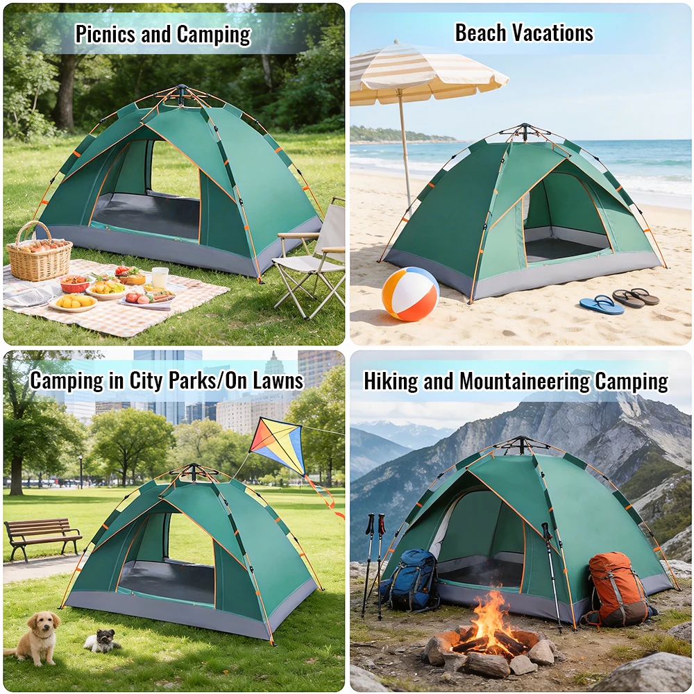 Automatic Quick-opening Tent Folding Outdoor Camping Beach Ultralight Tent Rainproof UPF50+ Anti UV Shelter 2 Person Tents