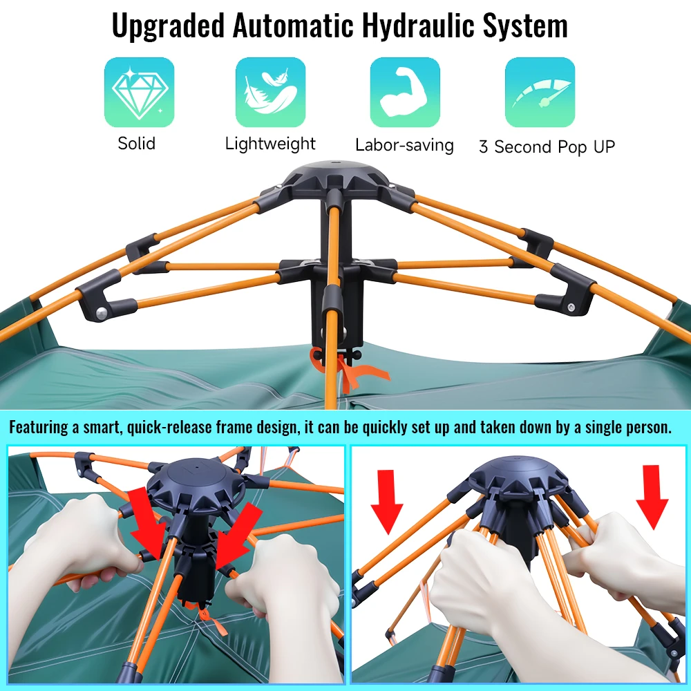 Automatic Quick-opening Tent Folding Outdoor Camping Beach Ultralight Tent Rainproof UPF50+ Anti UV Shelter 2 Person Tents