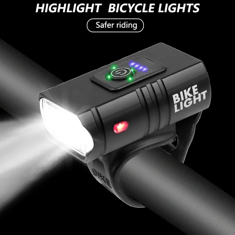 2 New Led Bicycle Lights 1000Lm USB Charging Power Display Mountain Bike Front Light Flashlight Cycling Equipment Plus Bicycle Tail Light Set