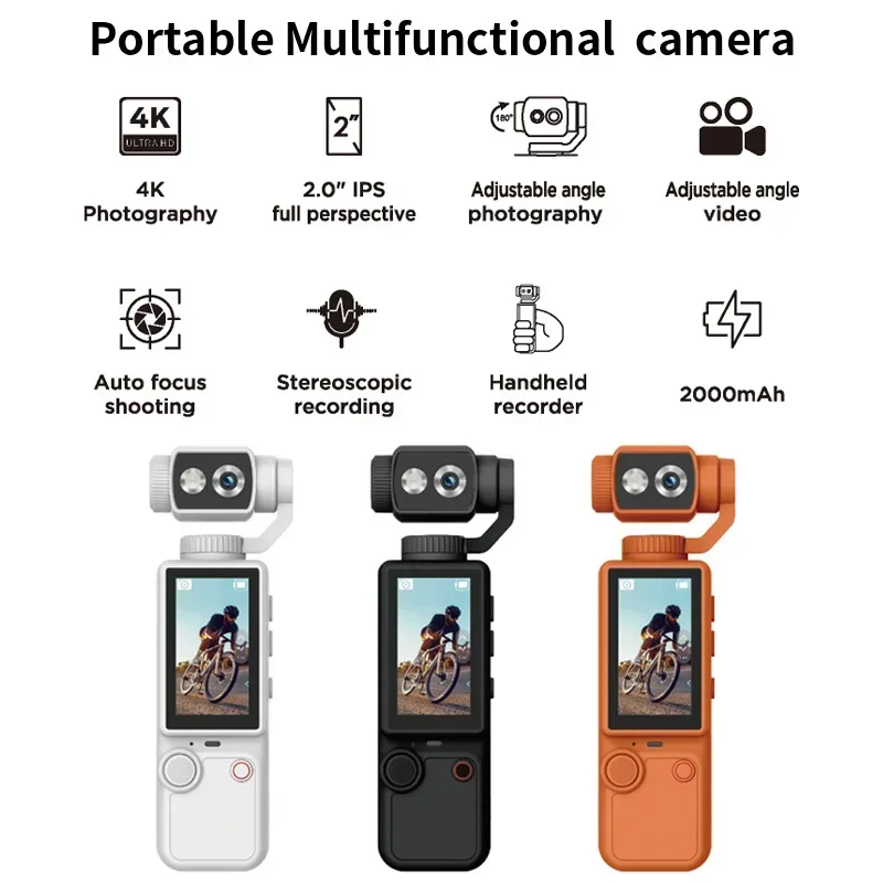 Lenovo 4K HD HandHold Wearable Camera Mini Travel Outdoor Portable Recorder Pocket Cam For Motorcycle and Vlogging  2026 New
