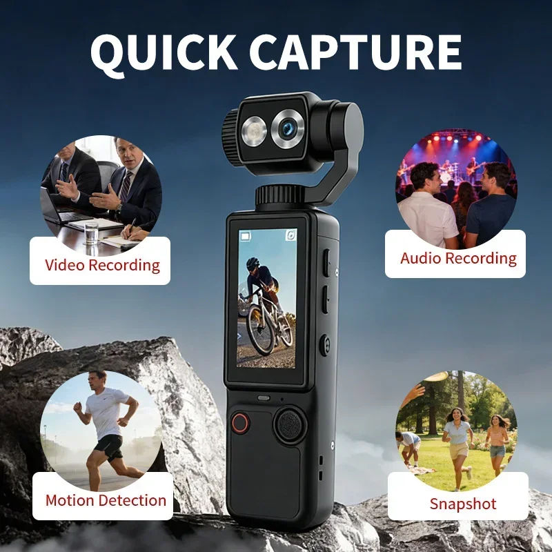 Lenovo 4K HD HandHold Wearable Camera Mini Travel Outdoor Portable Recorder Pocket Cam For Motorcycle and Vlogging  2026 New