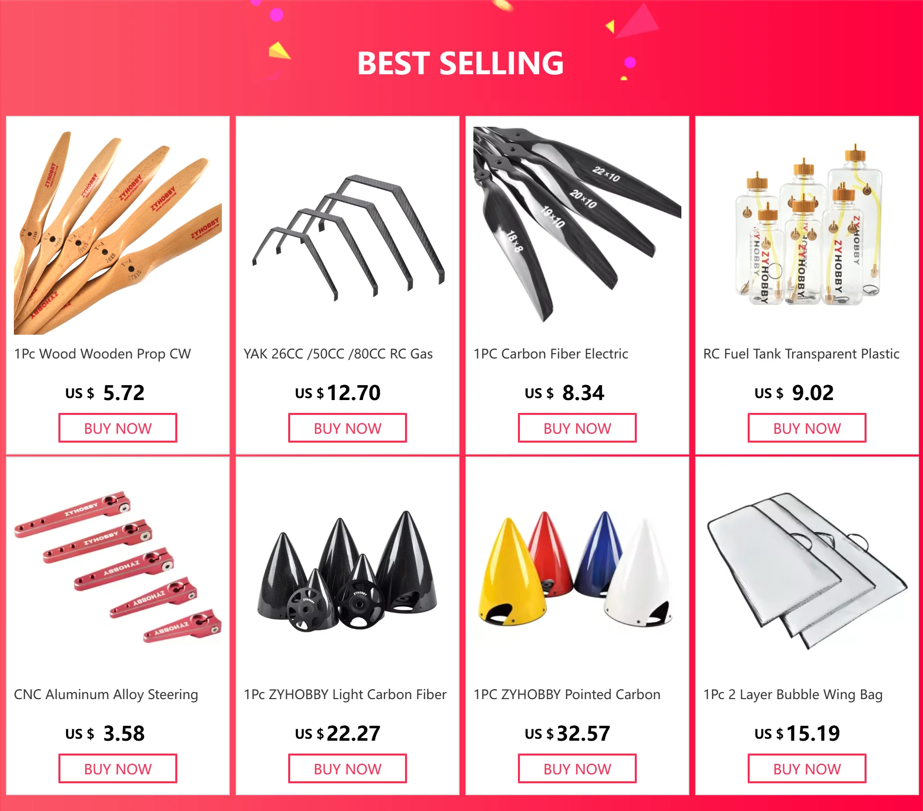 1Pc Nylon Plastic RC Airplane Prop Propeller Spinner Red / White 1.5" /1.75" / 2" / 2.25"/ 3"/ 3.25" / 3.5" /3.75" / 4"inch