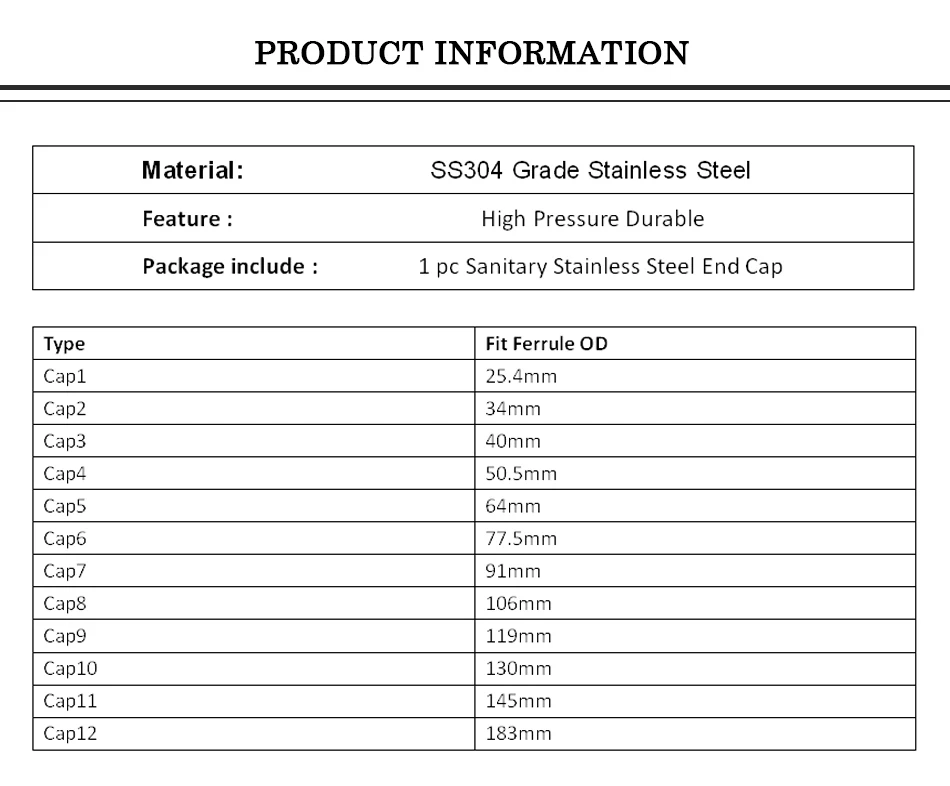 YQBS Sanitary End Cap Blanking Plate Tri Clamp Ferrule Flange Stainless Steel SUS SS 304 Blanking Plate