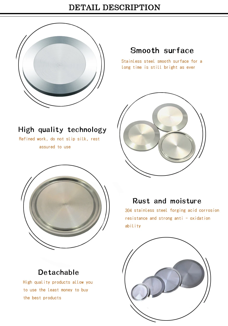 YQBS Sanitary End Cap Blanking Plate Tri Clamp Ferrule Flange Stainless Steel SUS SS 304 Blanking Plate