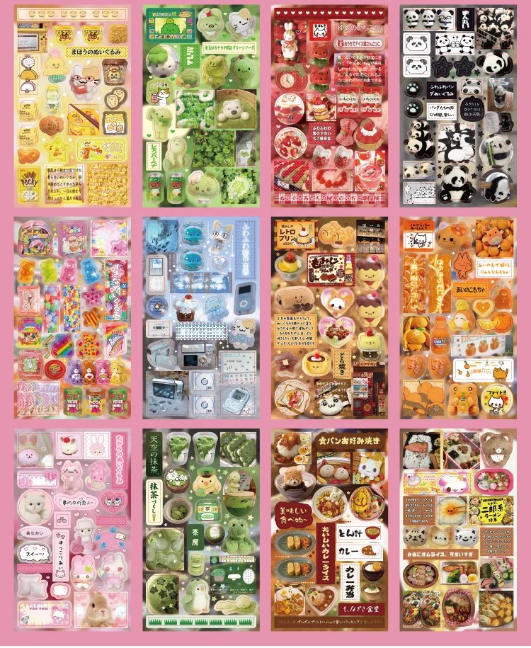 20 Sheets Sweet Dream Duet Japanese Retro Sticker Book, Vintage Kawaii Aesthetic Stickers for Scrapbooking, Journal, DIY