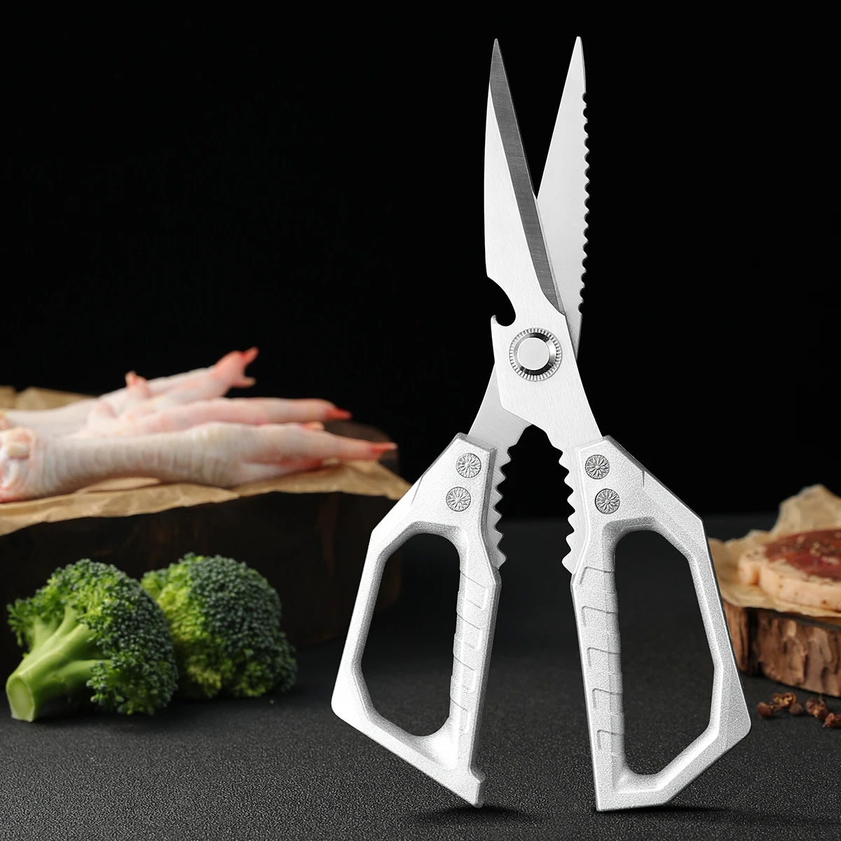 Stainless Steel Kitchen Shears for Meat Fish and Poultry Commercial Kitchen Equipment Lightweight yet Durable Construction