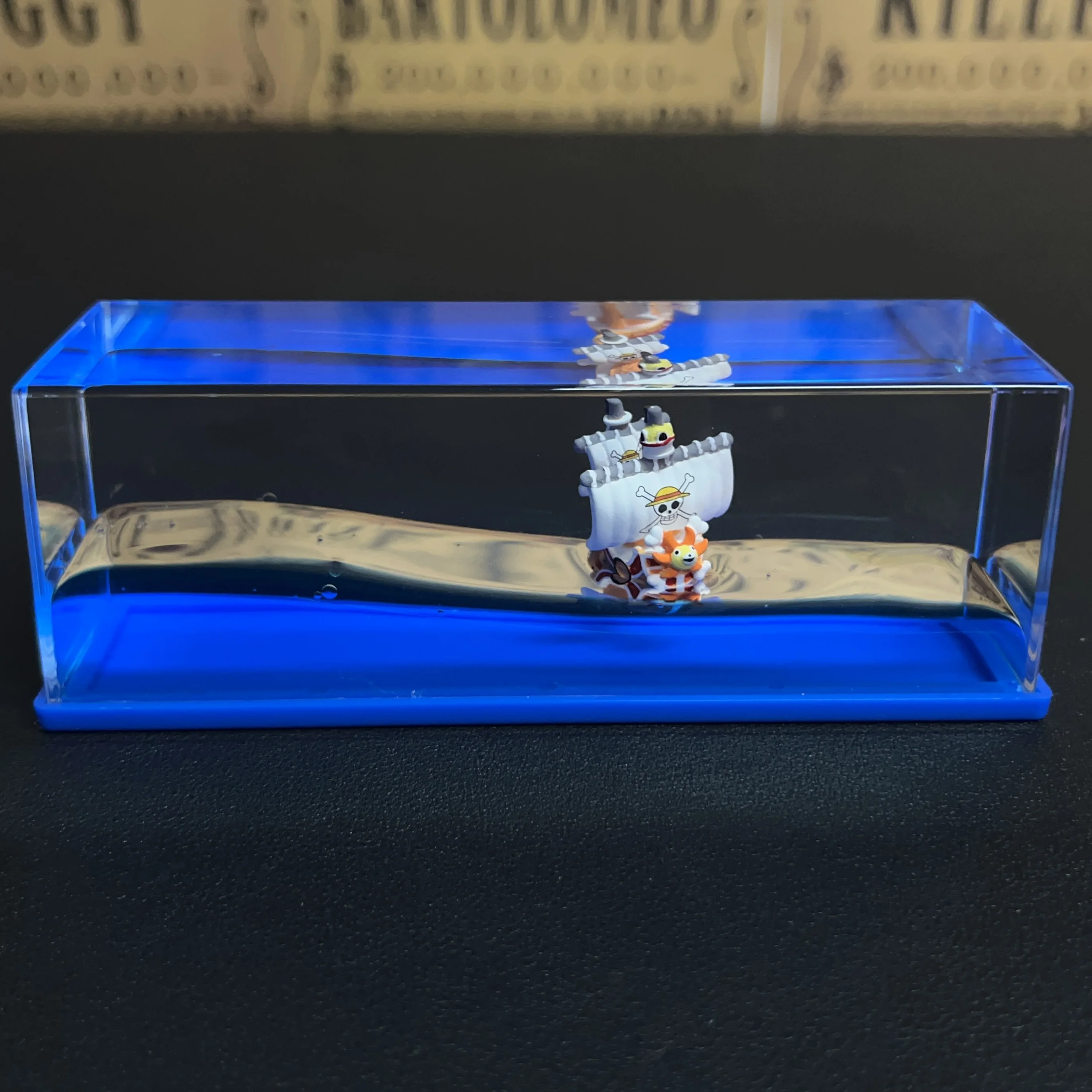 One Piece Floating Drift Bottle 3D Ship Go Merry Thousand Sunny Fluid Boat In Bottle Home Desktop Decor Anime Collection Adult