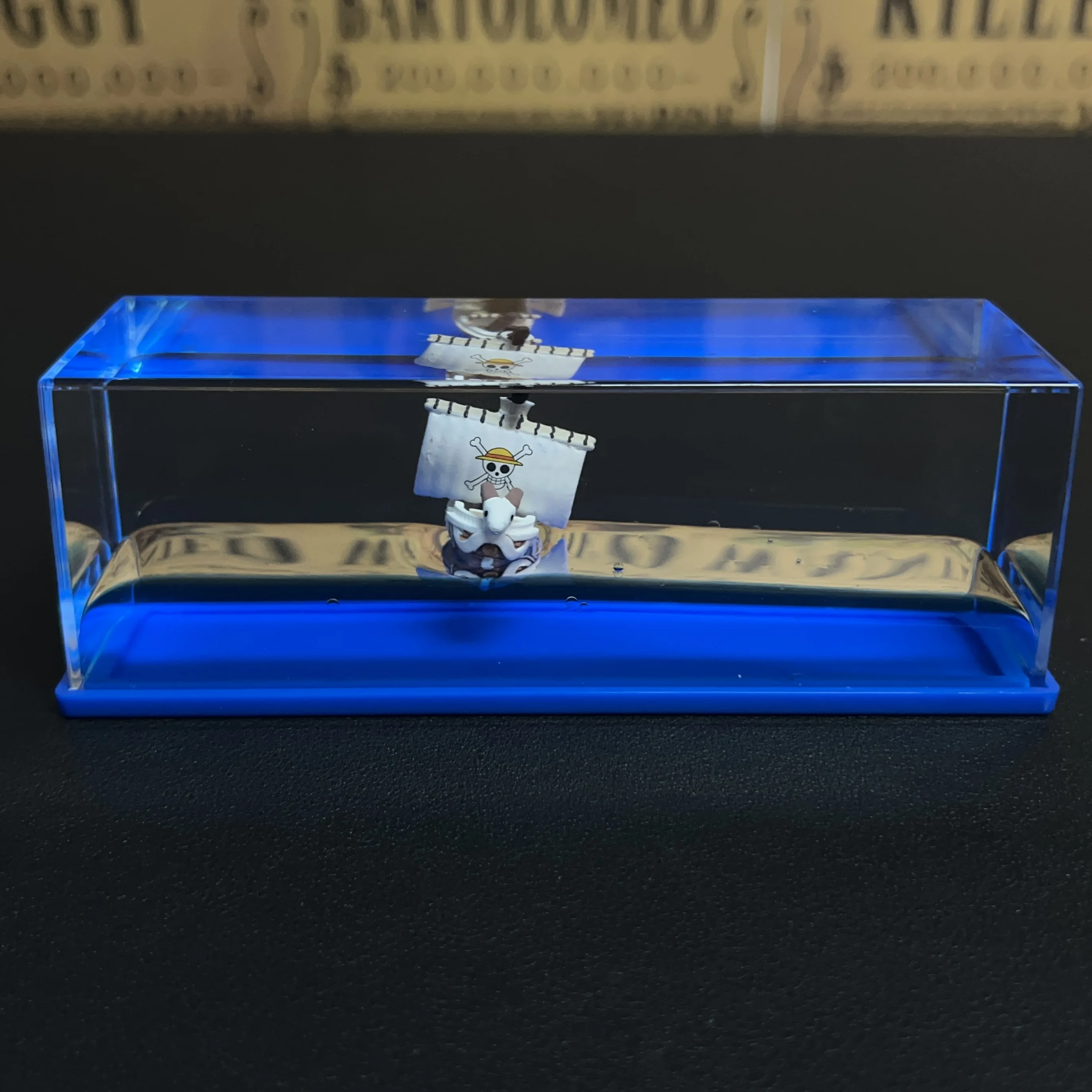 One Piece Floating Drift Bottle 3D Ship Go Merry Thousand Sunny Fluid Boat In Bottle Home Desktop Decor Anime Collection Adult