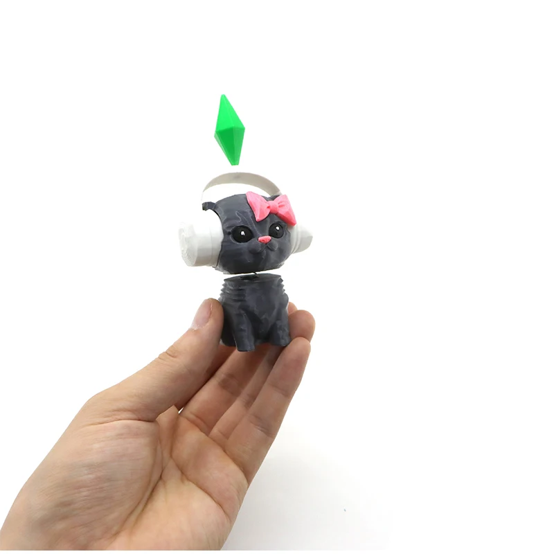 Cute Sims Cat Dancing Cat Car Ornament The Sims Kitten Mini Earphone Cat Model Dashboard Decor For Car Interior & Desk Gift