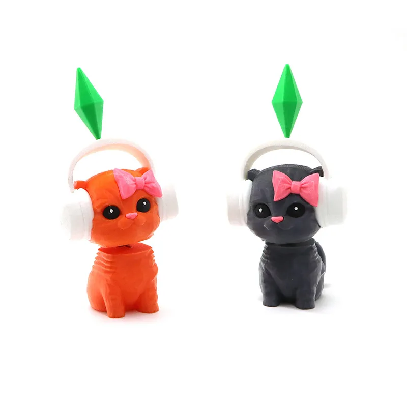 Cute Sims Cat Dancing Cat Car Ornament The Sims Kitten Mini Earphone Cat Model Dashboard Decor For Car Interior & Desk Gift