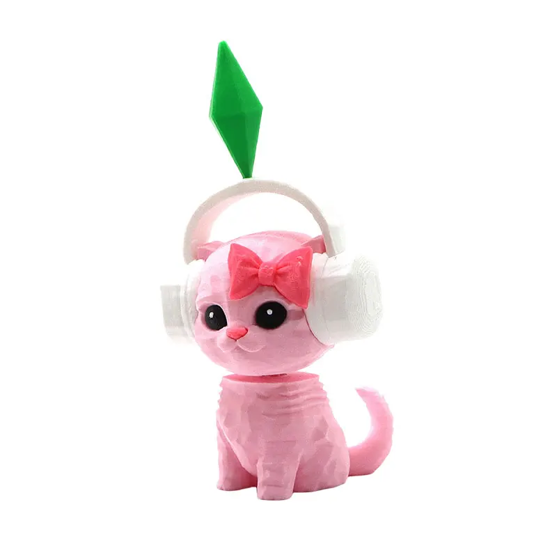 Cute Sims Cat Dancing Cat Car Ornament The Sims Kitten Mini Earphone Cat Model Dashboard Decor For Car Interior & Desk Gift