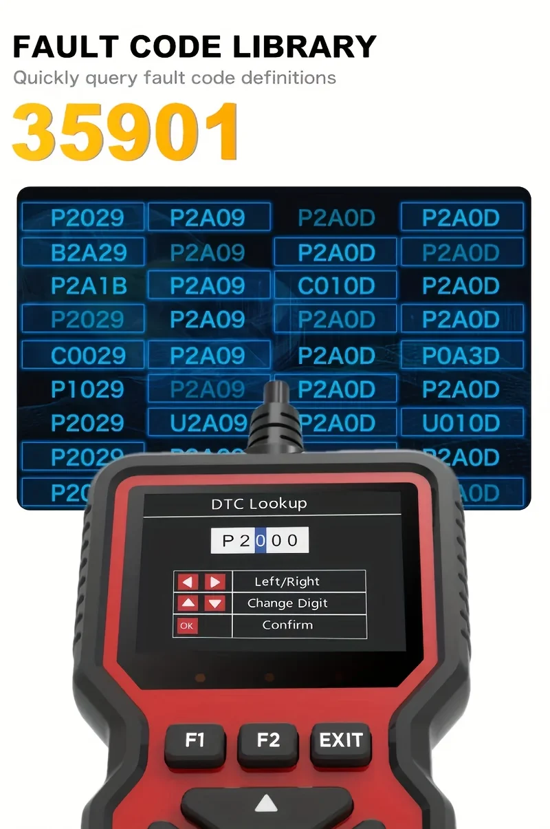V519 OBD2 Scanner - Handheld Vehicle Inspection and Fault Diagnostic Tester with Live Data, Battery Test