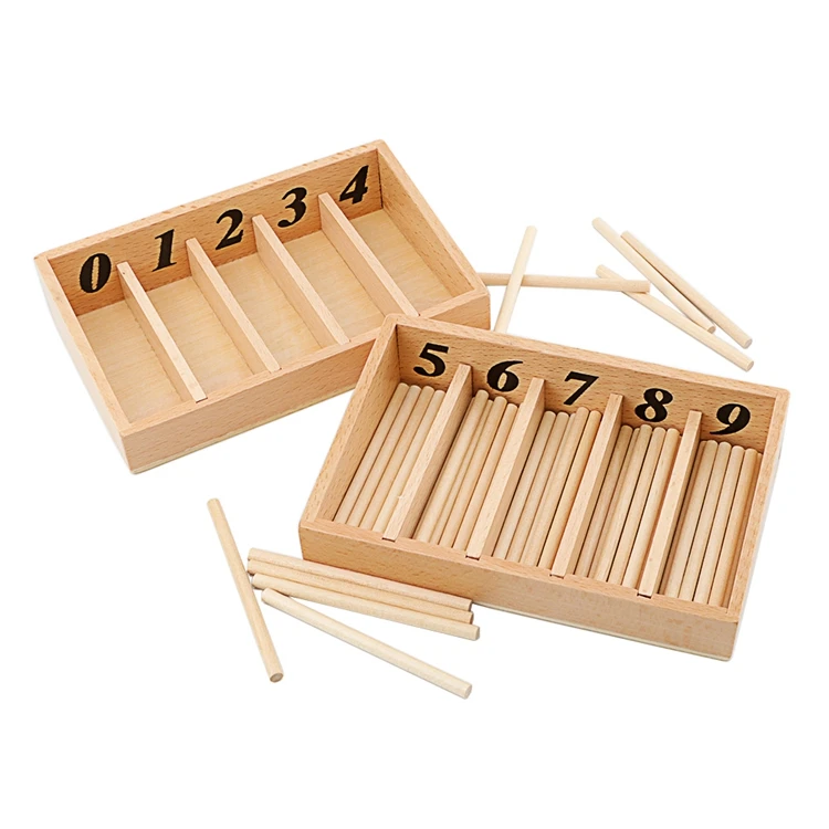 Family Version Montessori Math Toy Spindle Box With 45 Spindles Smaill Size Spindle Rod Toys Early Educational Kindergarten Gift