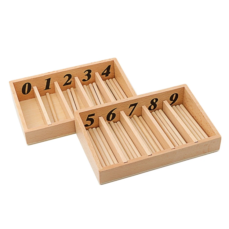 Family Version Montessori Math Toy Spindle Box With 45 Spindles Smaill Size Spindle Rod Toys Early Educational Kindergarten Gift