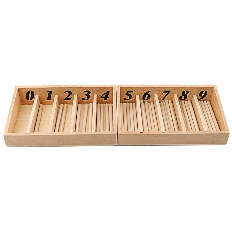 Family Version Montessori Math Toy Spindle Box With 45 Spindles Smaill Size Spindle Rod Toys Early Educational Kindergarten Gift