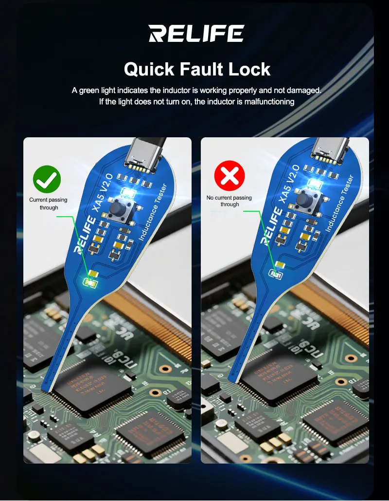 RELIFE XA5 Inductance Tester Electromagnetic Non-Contact Fault Detection for Phones PCB Motherboard Repair Diagnostics Tool
