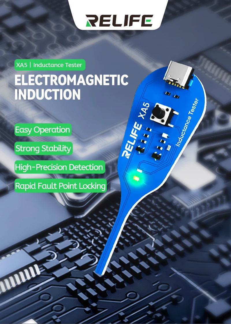 RELIFE XA5 Inductance Tester Electromagnetic Non-Contact Fault Detection for Phones PCB Motherboard Repair Diagnostics Tool