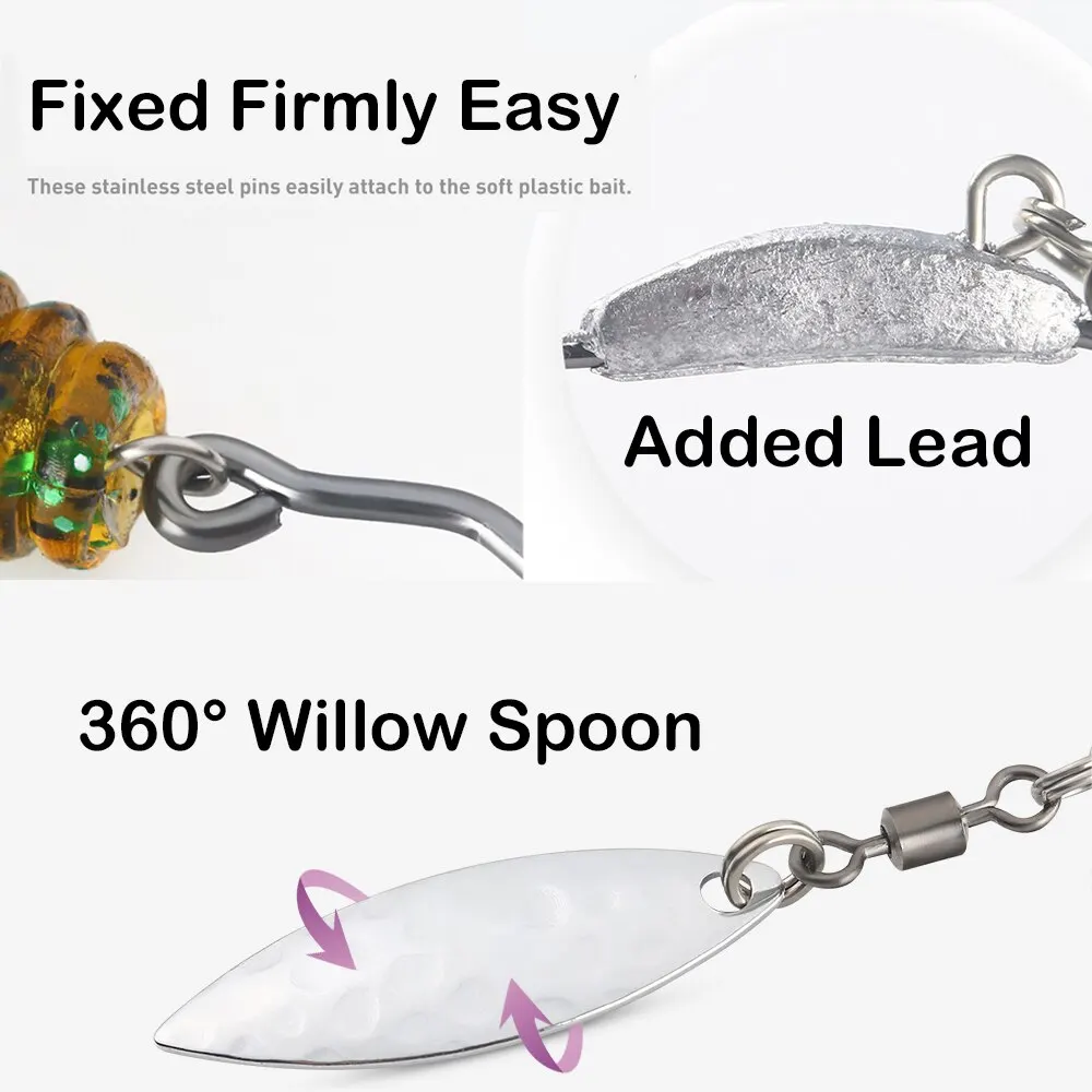 Jig Head Fish Hook 2G 3G 4G Fishing Hooks 10Pcs With Spin Lock Pin Spinner For Soft Fishing Bait Of Carbon Steel Hooks