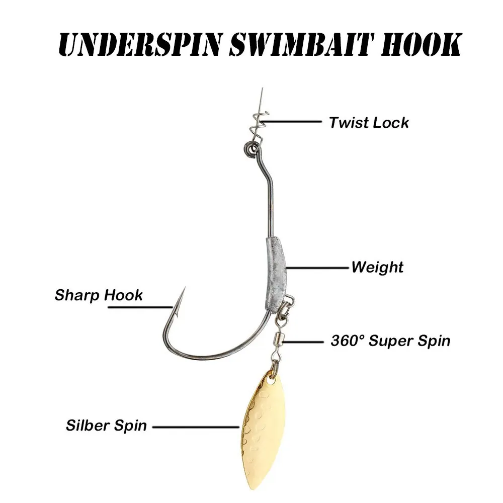 Jig Head Fish Hook 2G 3G 4G Fishing Hooks 10Pcs With Spin Lock Pin Spinner For Soft Fishing Bait Of Carbon Steel Hooks