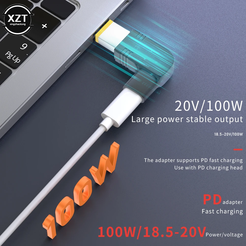 20V100W Laptop Power Adapter Connector DC Plug USB Type C Female to DC Male Jack Converter for Hp Dell Asus Acer Lenovo Notebook