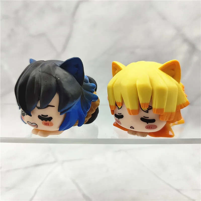Demon Slayer Cat Sleep Shapes Kamado Tanjirou Kanroji Mitsuri Figurine Toys Tokitou Muichirou Anime Dolls Model Ornaments Gift