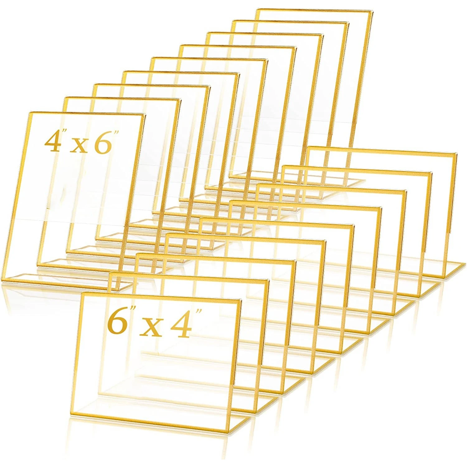 Gold Borders Acrylic Sign Holder Picture Frame Display Stand Clear Paper Holder Table Menu Stands for Wedding Office Restaurant