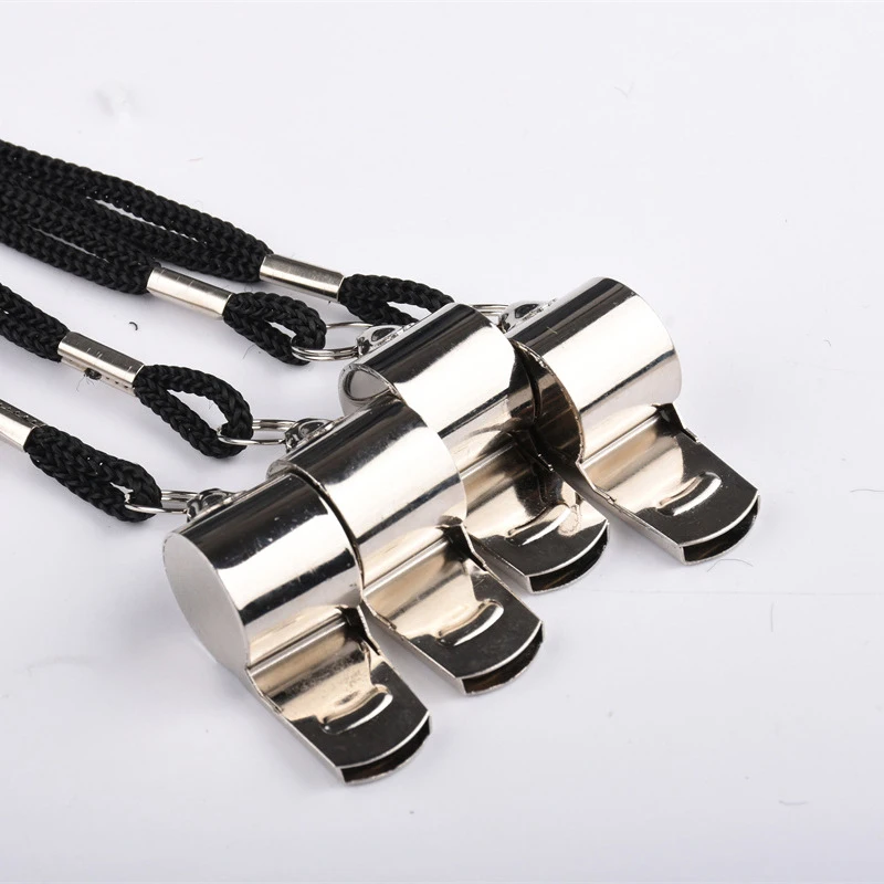 5 Packs Stainless Steel Whistle Loud Metal Whistles with Lanyard Professional Referees Whistle Coaches Lifeguards Survival Sport