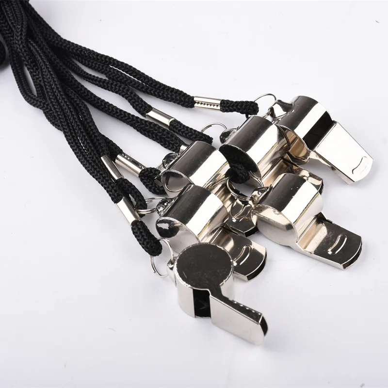 5 Packs Stainless Steel Whistle Loud Metal Whistles with Lanyard Professional Referees Whistle Coaches Lifeguards Survival Sport