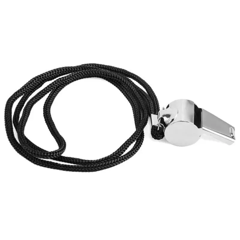 5 Packs Stainless Steel Whistle Loud Metal Whistles with Lanyard Professional Referees Whistle Coaches Lifeguards Survival Sport
