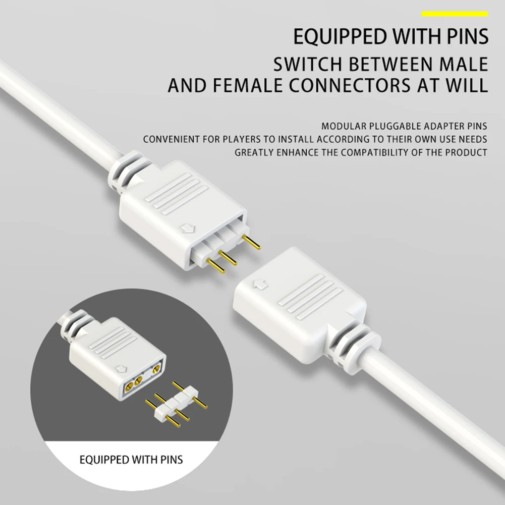 COOLMOON ARGB SYNC Splitter 5V 3 Pin 1 to 2/3/4 30CM Mainboard ARGB Extension Cable with Protective Cap for Computer Chassis