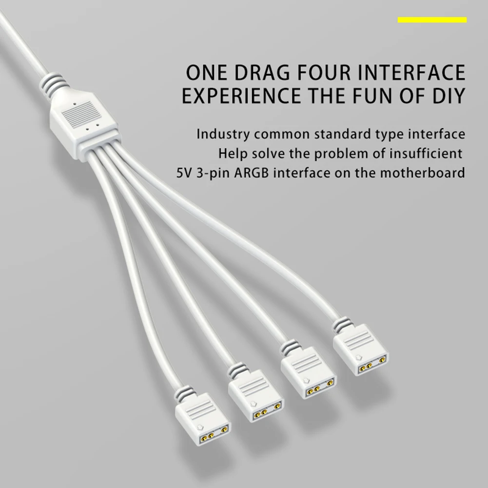 COOLMOON ARGB SYNC Splitter 5V 3 Pin 1 to 2/3/4 30CM Mainboard ARGB Extension Cable with Protective Cap for Computer Chassis