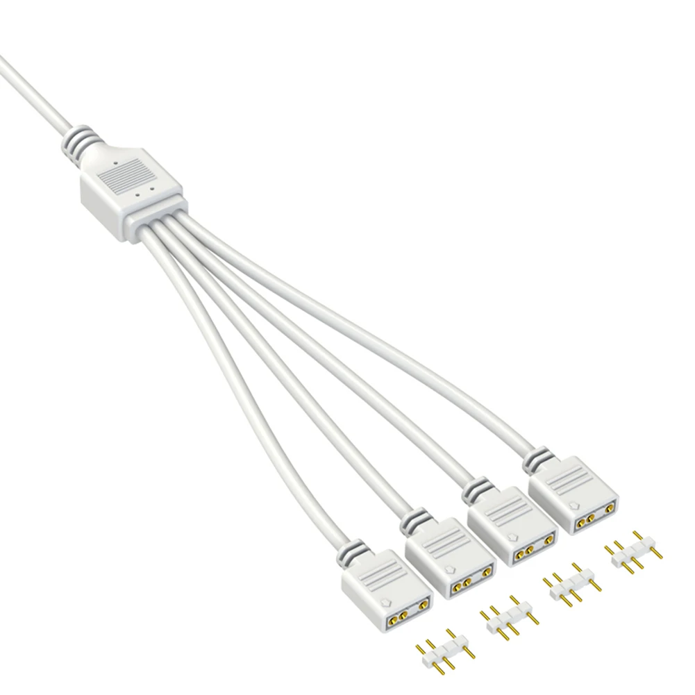 COOLMOON ARGB SYNC Splitter 5V 3 Pin 1 to 2/3/4 30CM Mainboard ARGB Extension Cable with Protective Cap for Computer Chassis