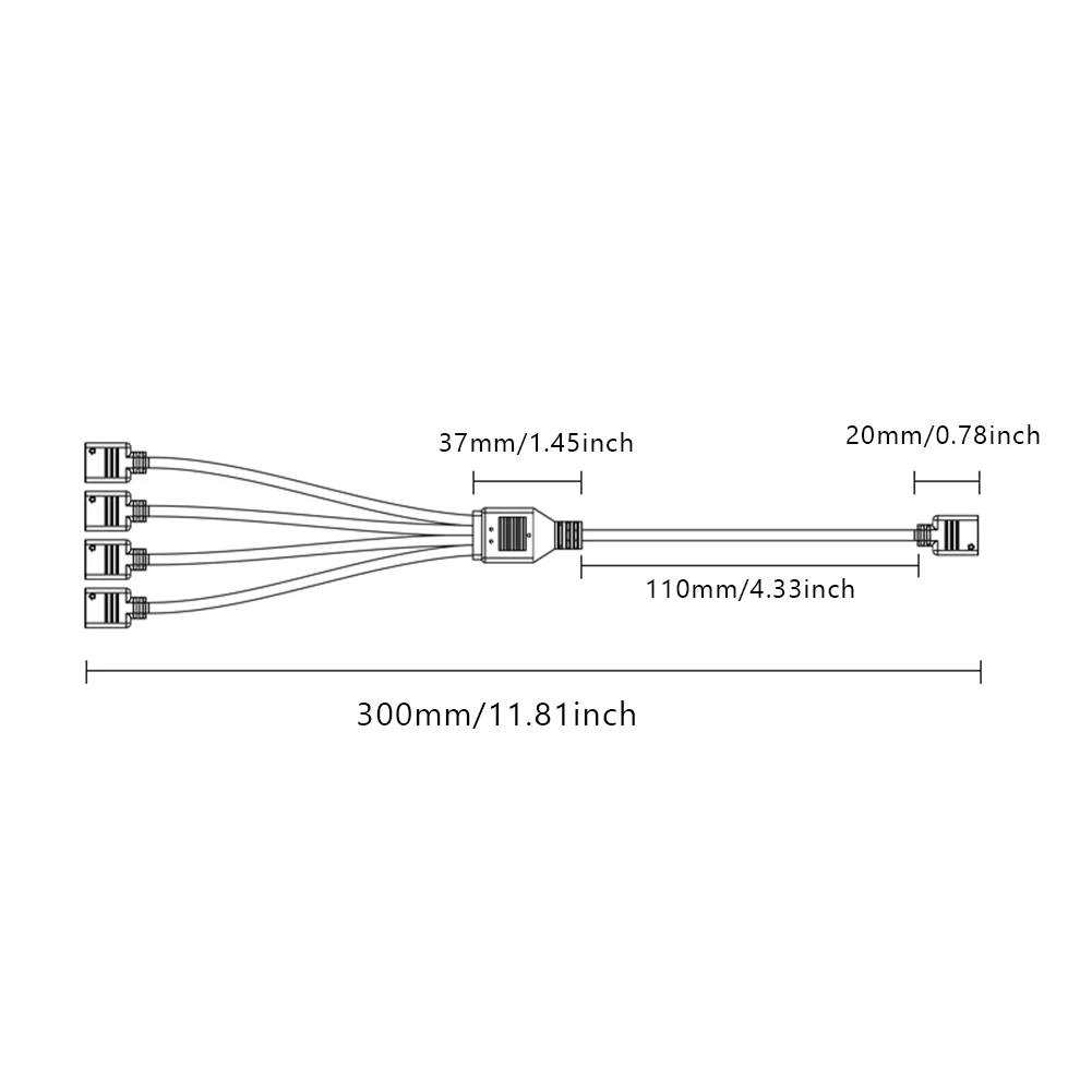 COOLMOON ARGB SYNC Splitter 5V 3 Pin 1 to 2/3/4 30CM Mainboard ARGB Extension Cable with Protective Cap for Computer Chassis