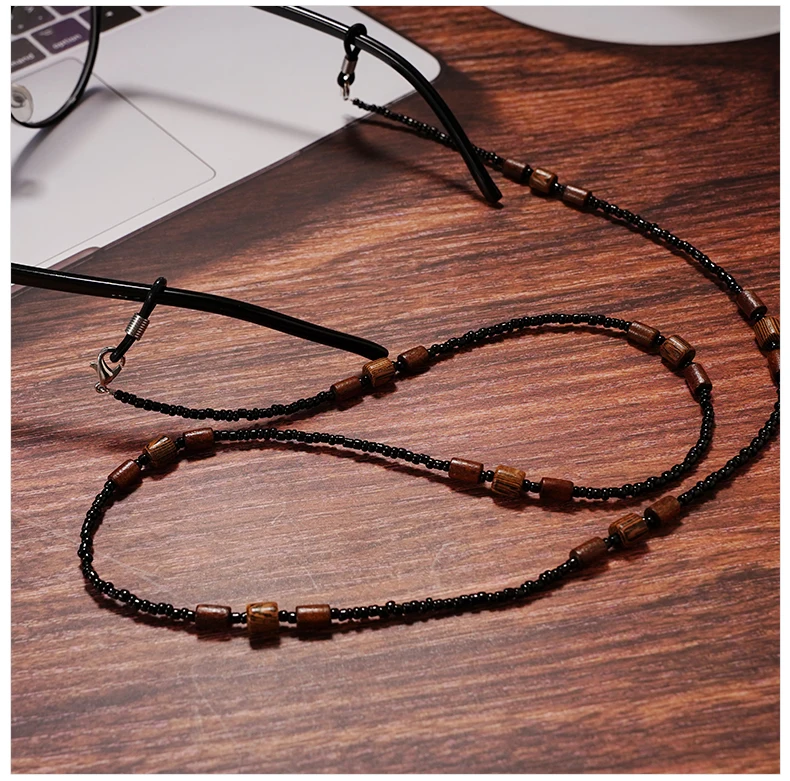 2022 New Wooden Beaded Glasses Chain for Women Fashion Lanyard Acrylic Mask Sunglassses Strap Cord Hanging Neck Hold