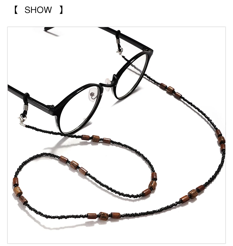 2022 New Wooden Beaded Glasses Chain for Women Fashion Lanyard Acrylic Mask Sunglassses Strap Cord Hanging Neck Hold