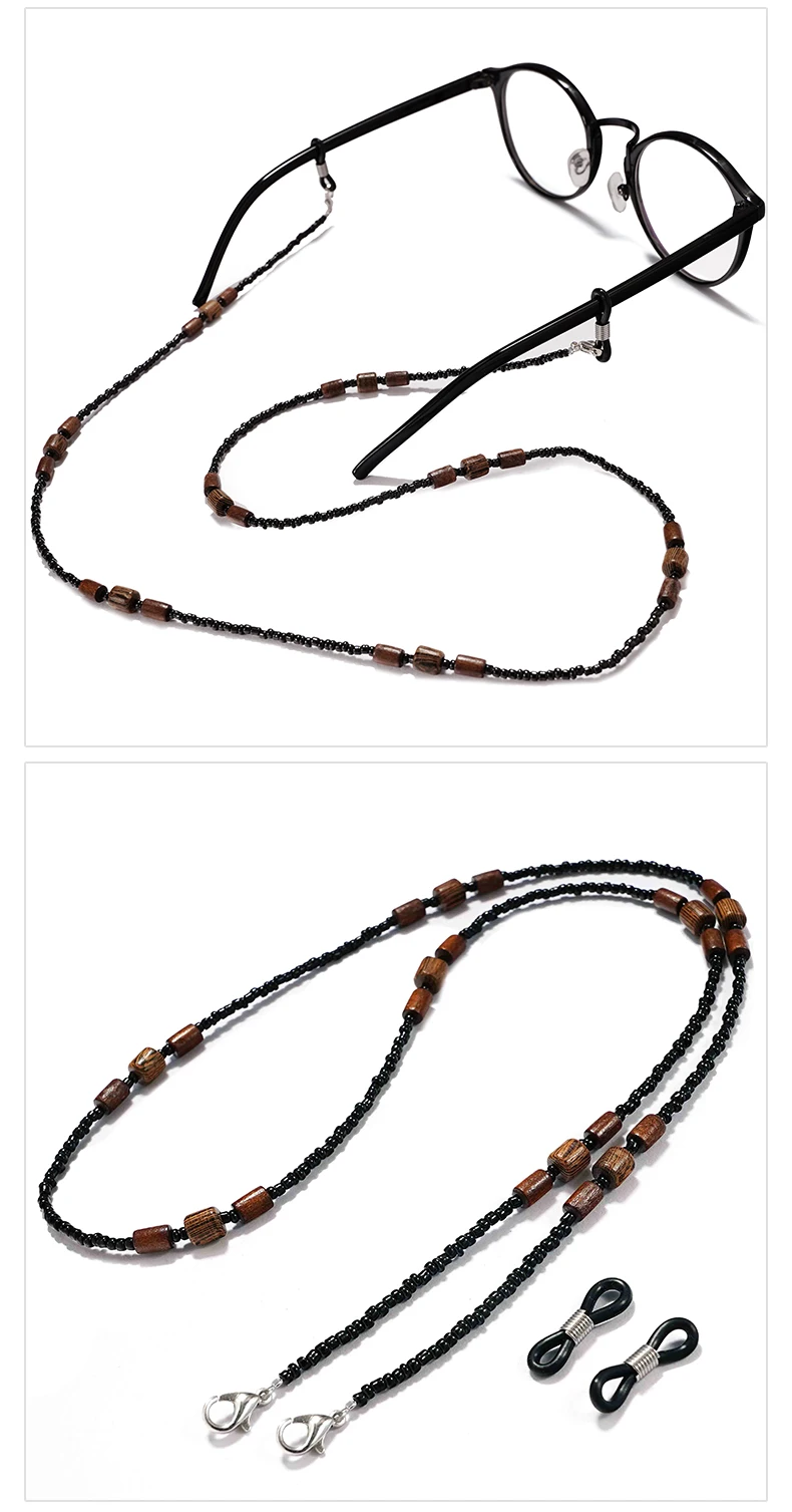 2022 New Wooden Beaded Glasses Chain for Women Fashion Lanyard Acrylic Mask Sunglassses Strap Cord Hanging Neck Hold