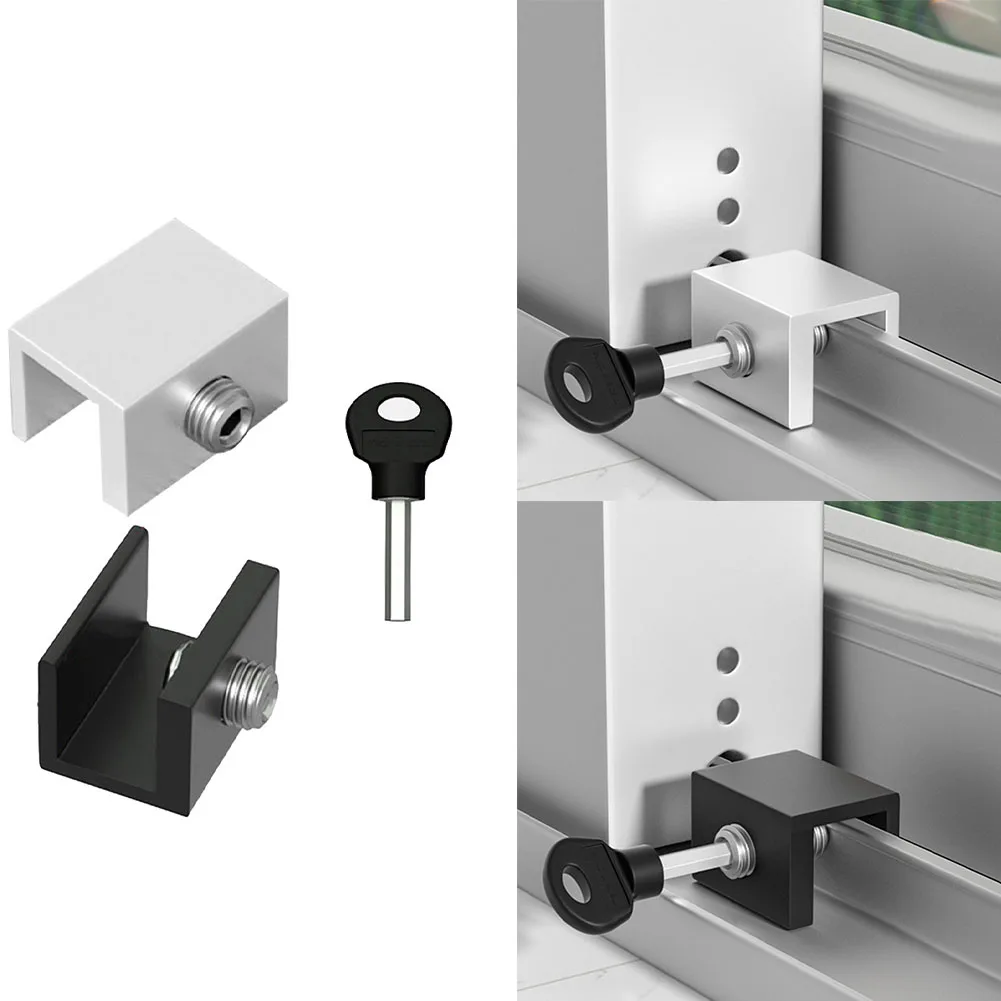 2 Pcs Adjustable Window Lock Stopper Safety Locks for Kids and Pets Anti-theft Door Lock Non Punch Sliding Window Lock Hardware