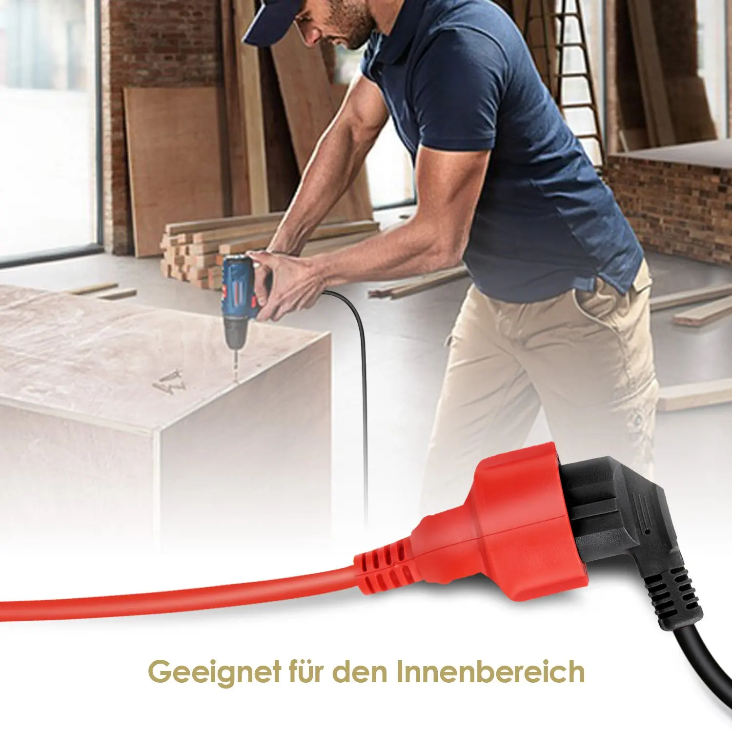 Power Strip Extension Cord 5/10/20m Cable 16A EU Outlets 4000w Electric Schuko 1.0mm Red Indoor Outdoor Plug Sockets Engineering
