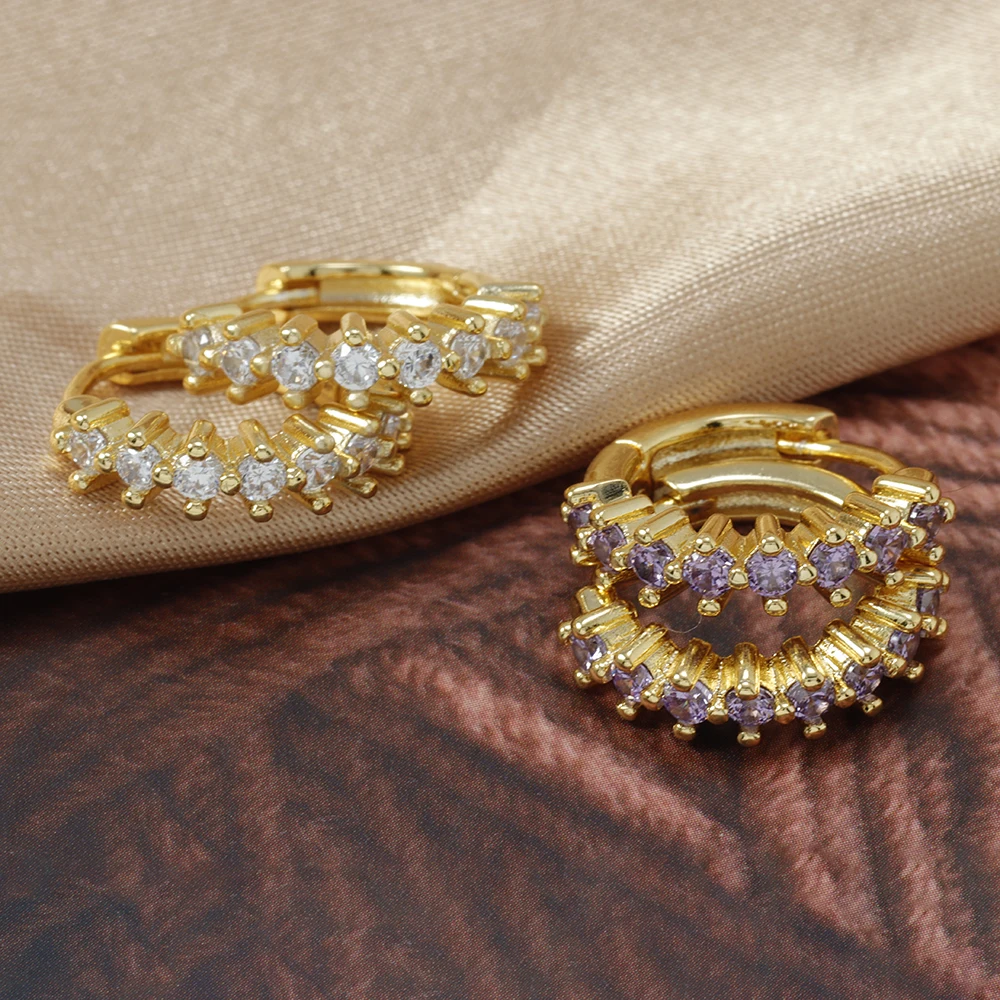Luxury Stainless Steel Colorful Zircon Small Hoop Earrings For Women Fashion Korean Huggie Women's Jewelry pendientes mujer