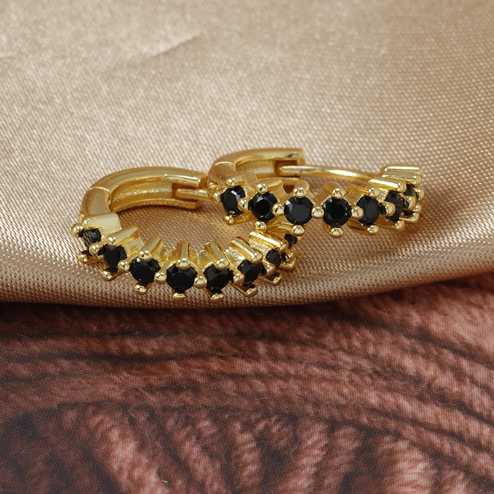 Luxury Stainless Steel Colorful Zircon Small Hoop Earrings For Women Fashion Korean Huggie Women's Jewelry pendientes mujer