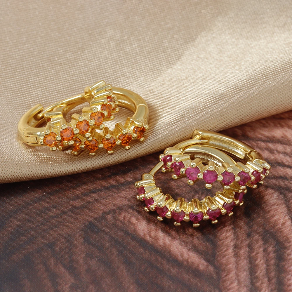 Luxury Stainless Steel Colorful Zircon Small Hoop Earrings For Women Fashion Korean Huggie Women's Jewelry pendientes mujer